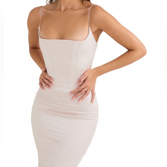 HOUSE OF CB 'Olivette' Crystal Satin Corset Maxi Dress - Picture 9 of 17